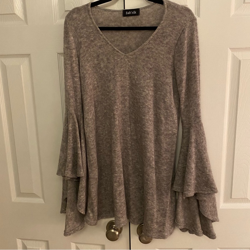Fab’rik Grey Bell Sleeve Sweater Dress | small